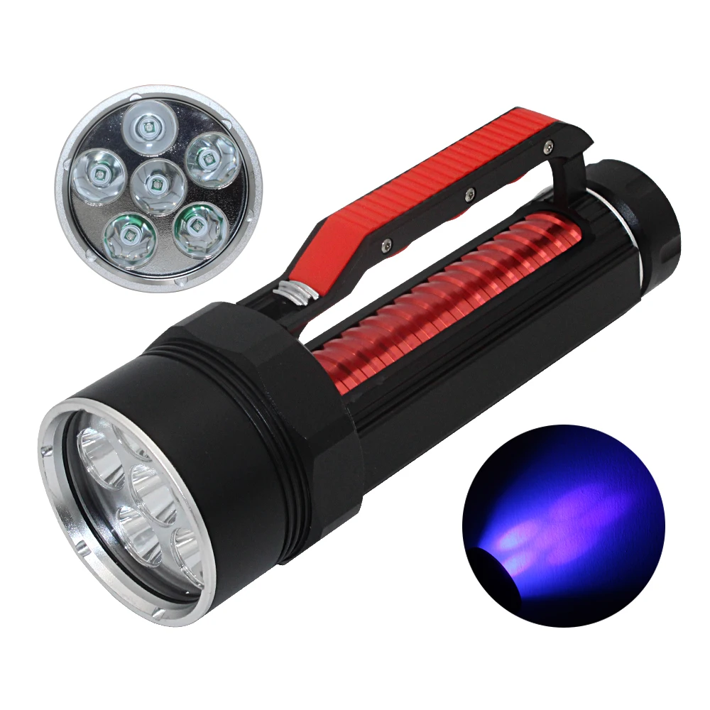 

Super Bright Underwater Waterproof UV 6 Light XPE LED 32650 26650 Battery Rechargeable Diving Flashlight
