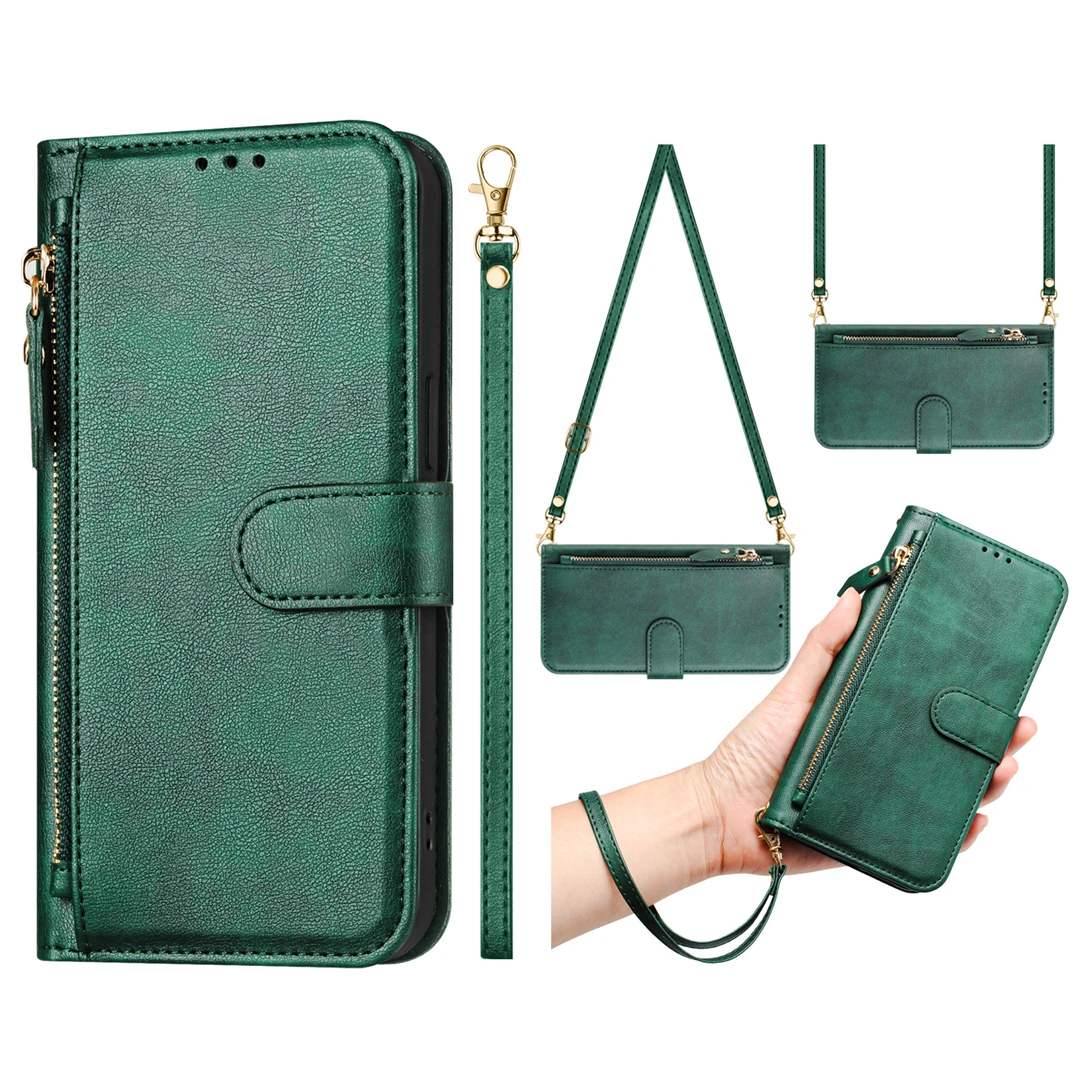 Case For Boost MobIle Summit5 Celero 5G 2024 3 SC Docala Chain Leather Plain Insertion Phone Cover