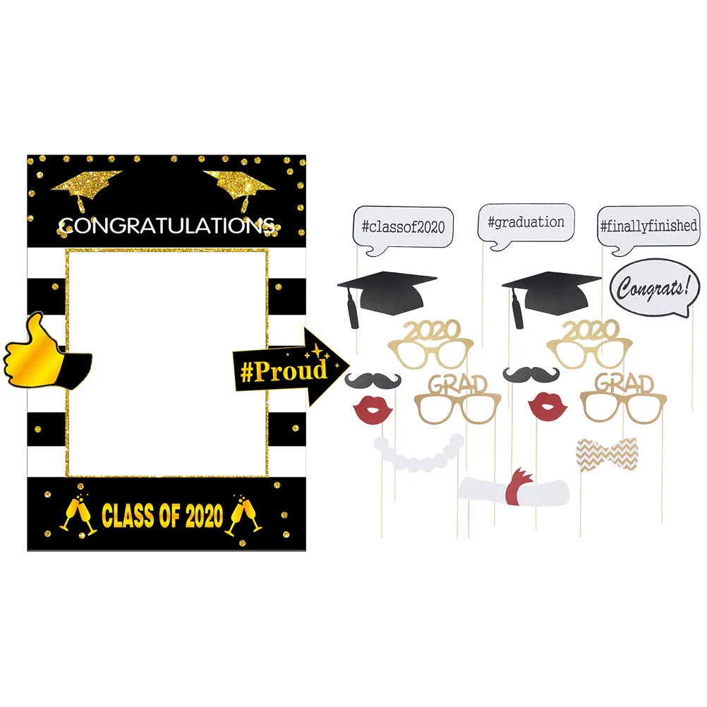 

18pcs Photo Frame Creative 2020 Graduation Decoration Photo Prop Selfie Frame for Graduation