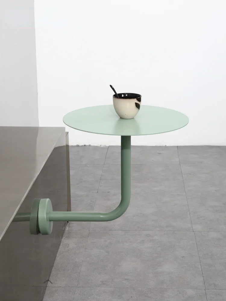 

zq Milk Tea Shop Coffee Shop Leisure Area by Wall Mount Decoration Small round Table Creative Heytea Stainless Steel Table