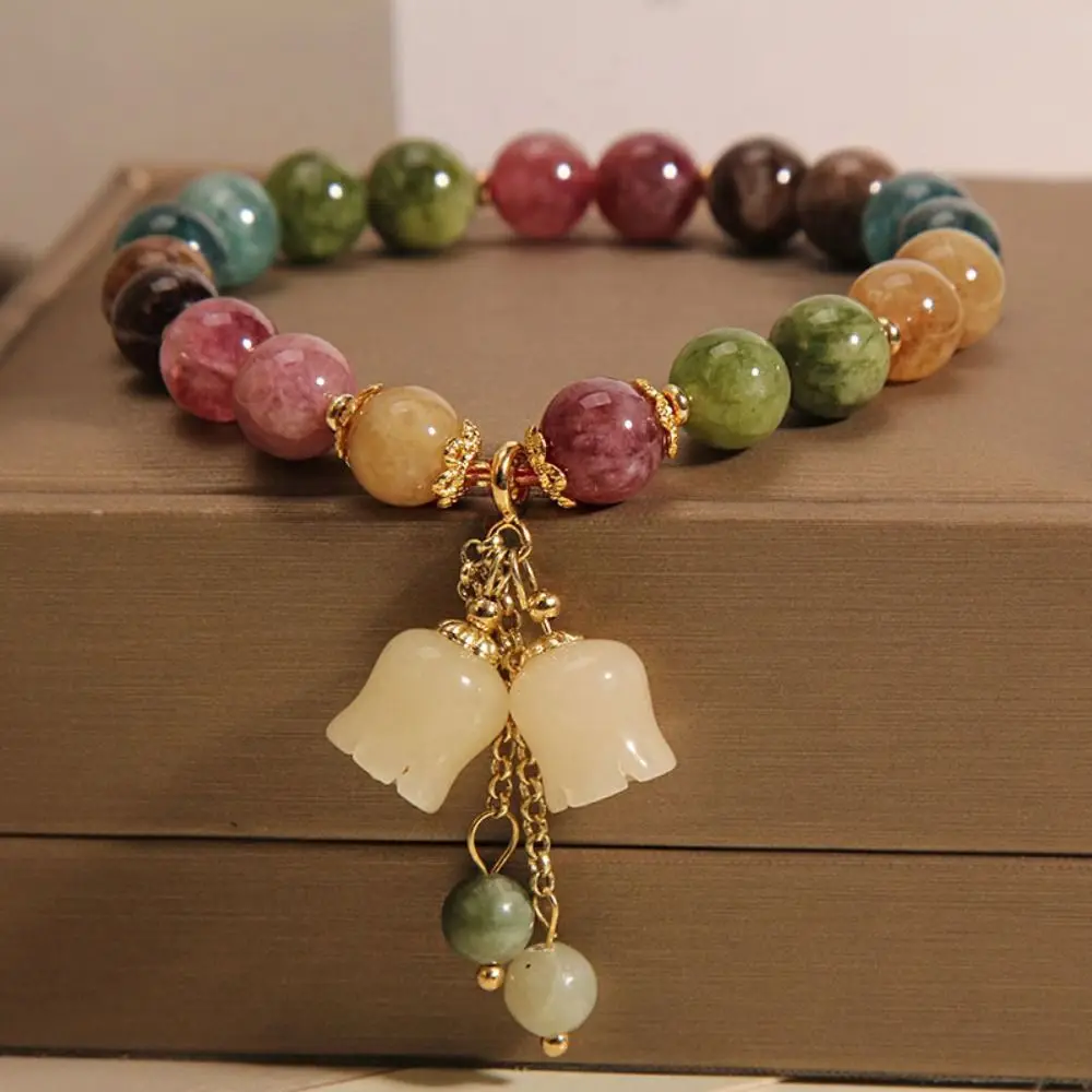

Bring Good Luck and Healthy Natural Colored Tourmaline Bracelet Fashion Jewelry Beach Jewelry Tourmaline Jade Bracelet
