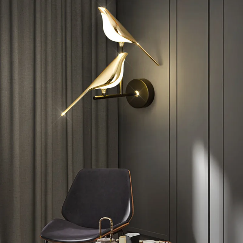 

Hotel Bedside Lamps Home Kitchen Bedroom Living Room LED Wall Lamp Modern Simplicity Indoor Magpie Bird Model Light Sconce Light