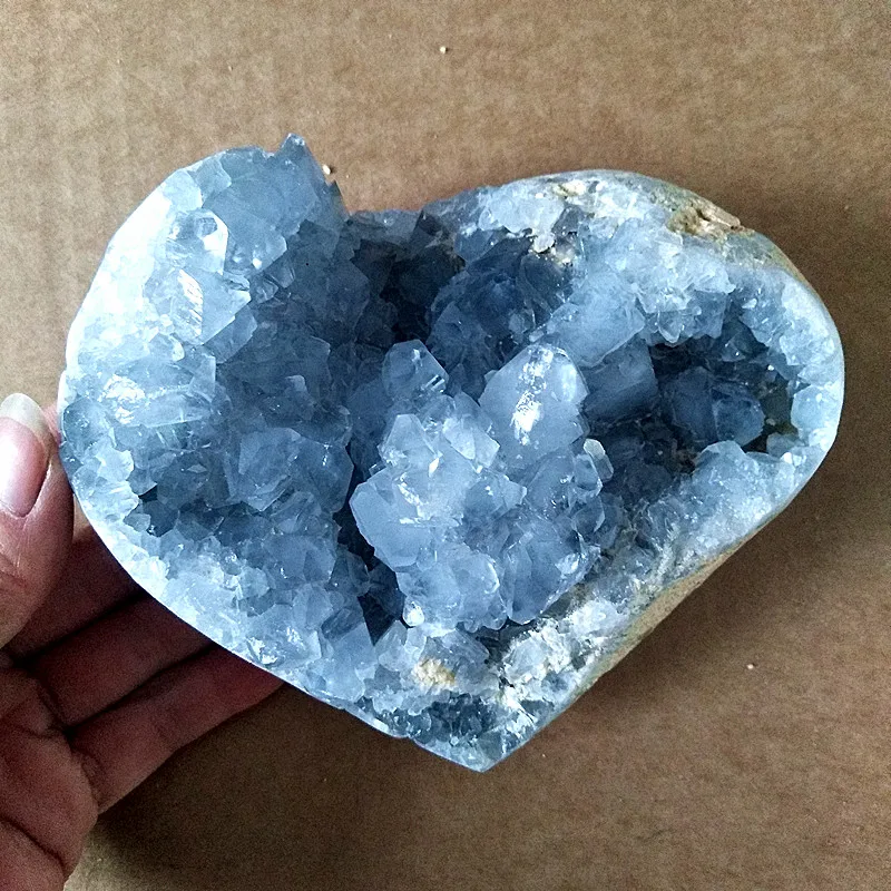 100% Natural Stone Celestine Geode Crystal Mineral Samples Cavity. Specimen Clusters Home Room Decor Healing Crystals