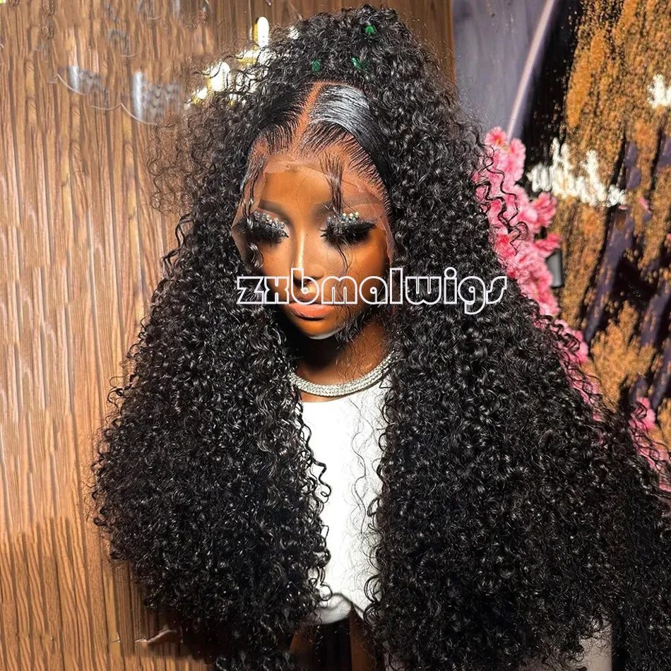 Парик черный кудрявый из синтетических волос 26 дюймов без клея