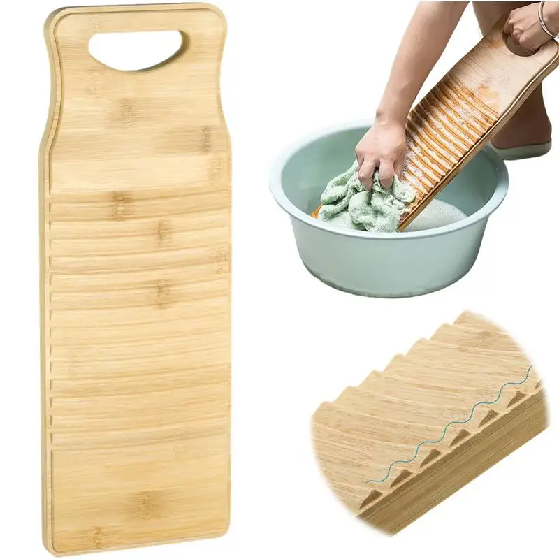 

Прямоугольная деревянная мойка для стирки, Бамбуковая утолщенная мойка, доска для стирки, портативная мойка одежды, противоскользящая ткан...