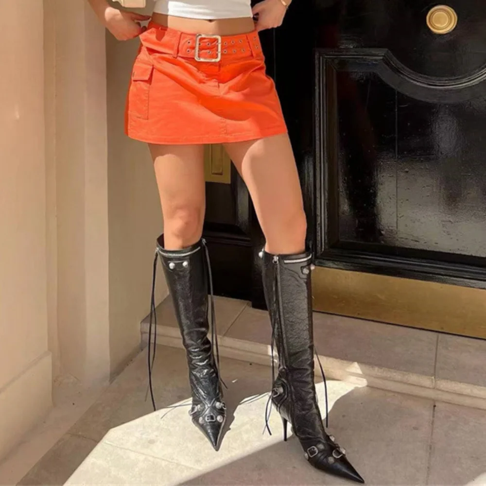 

Рыцарские сапоги в европейском и американском стиле, женские высокие сапоги до колена с острым носком и бахромой