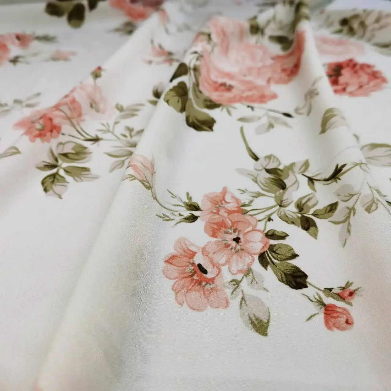 

Opaque Elegant Soft Flowers Printing Micro Elasticity Chiffon Fabric For Silk Scarves Women Summer Sheer Dress Skirt Mesh Veil