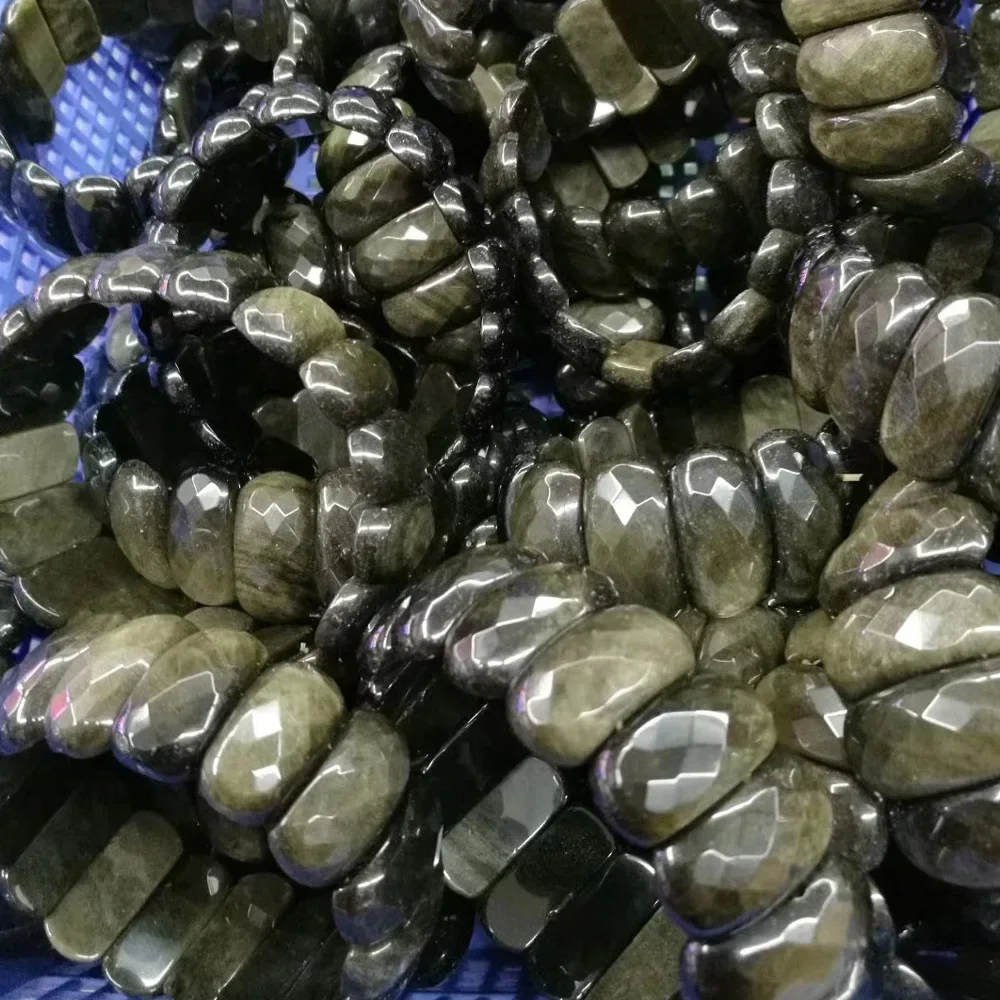 Женский браслет новый стиль с печеньем натуральный обсидиан камень