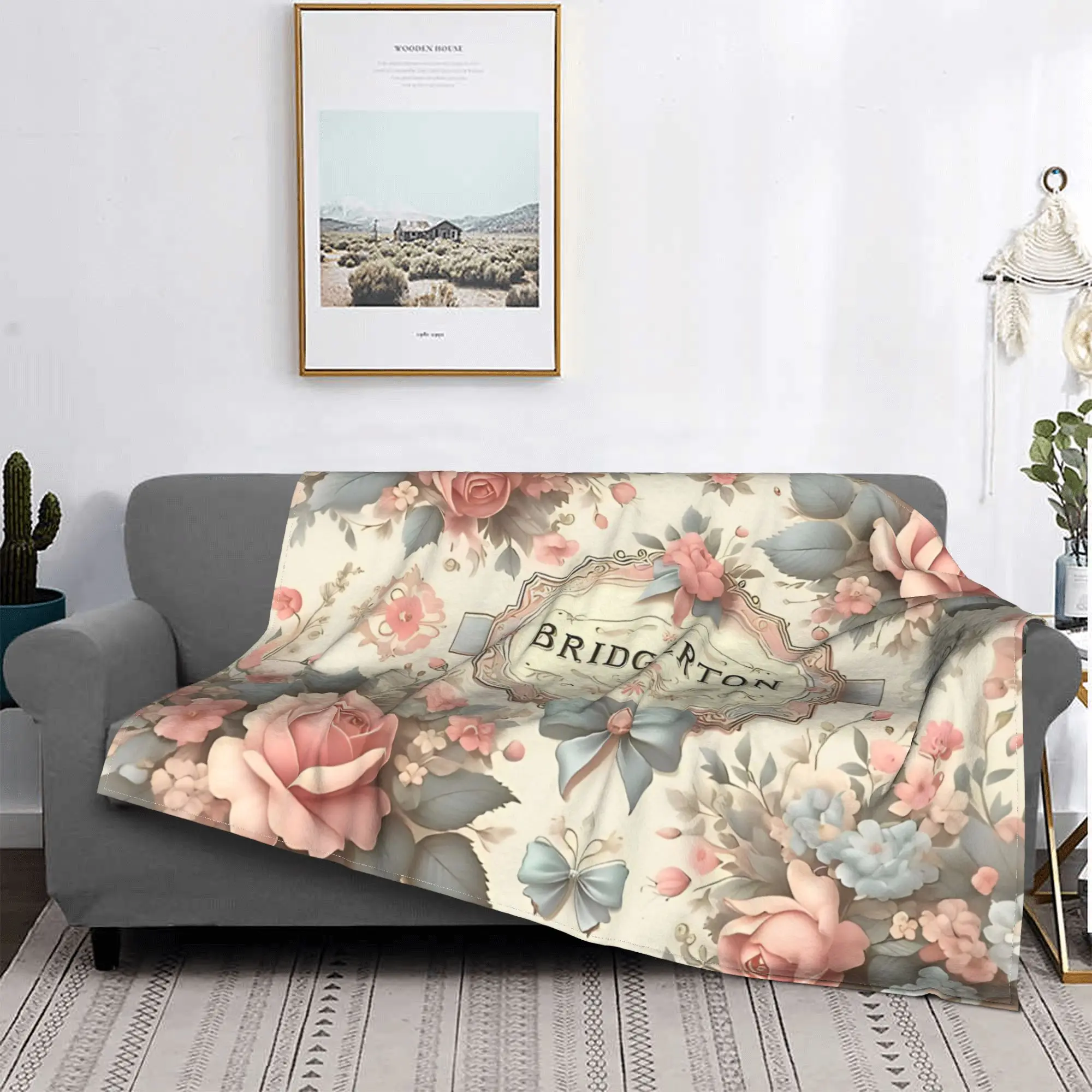 Одеяло Причудливый мир Бриджертона флисовое текстильное декоративное дышащее