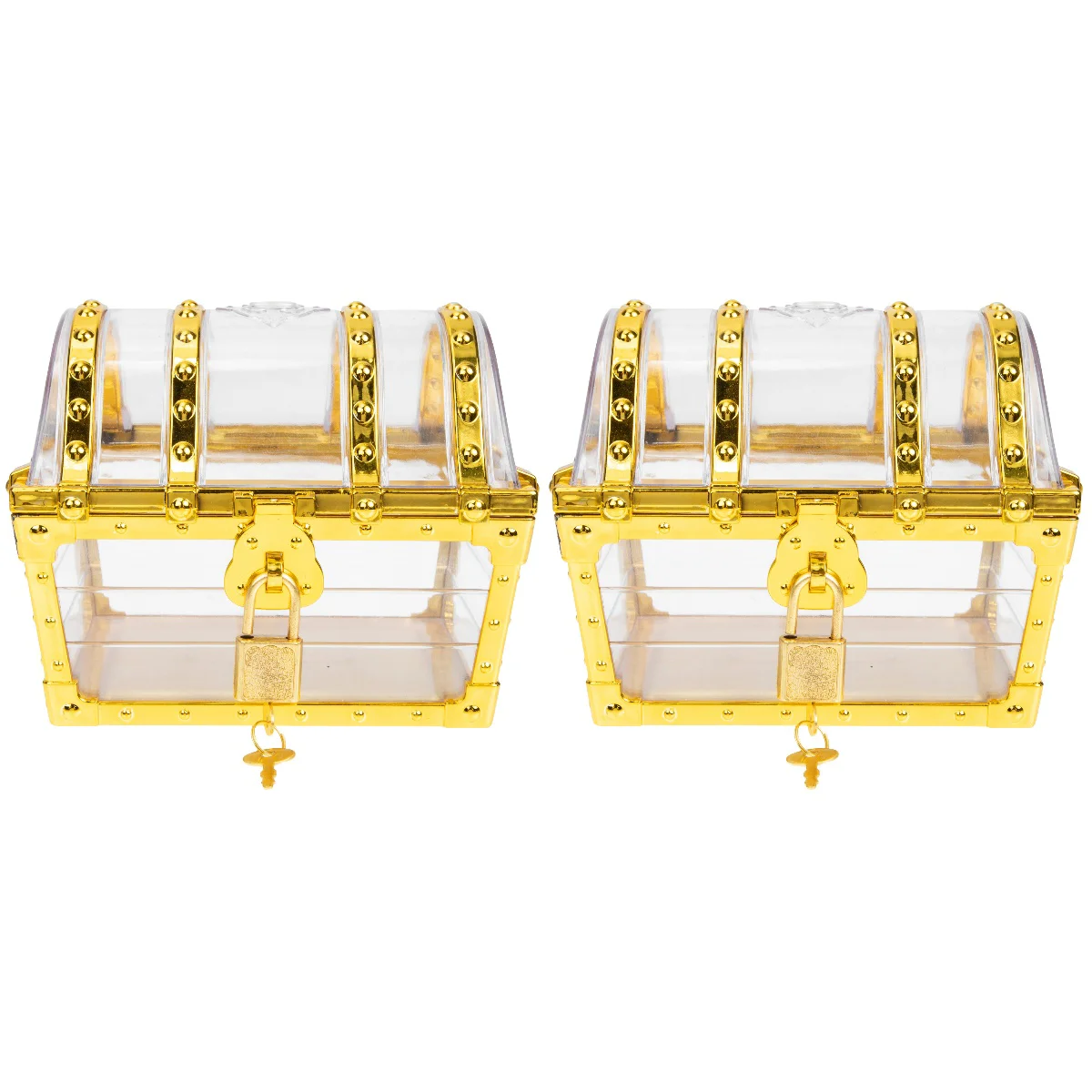 

Boxtreasure Pirate Jewelry Storage Transparenttrinket Decorativechildkeepsake Vintage Case Smallkids Clear Crystal Ring Cosplay