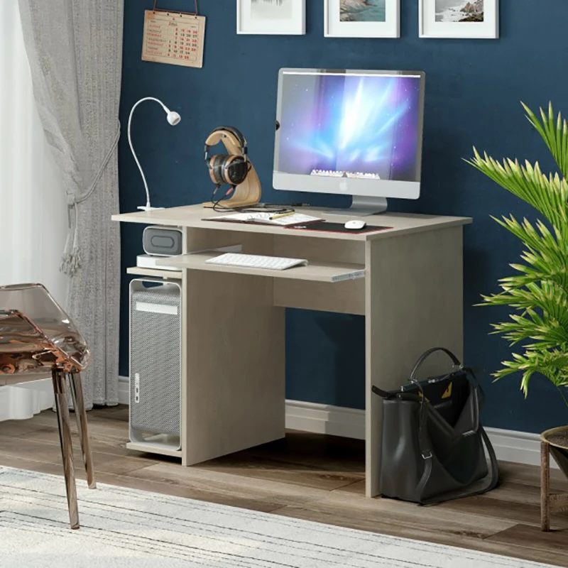 

Simple Compact Computer Desk Slide Out Keyboard Tray 2 Open Storage Shelves Igh Quality P2 Engineered Wood Computer Desks