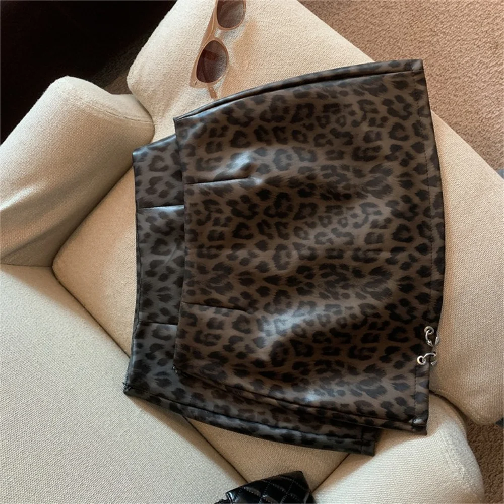 Юбка женская короткая с леопардовым принтом повседневная винтажная модная