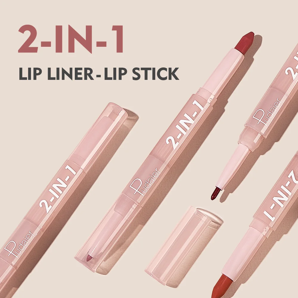 

Pudaier Multi Color Mouth Red Lip Pen Colorless Matte Double Head Lipstick Lipliner Makeup Long Lasting