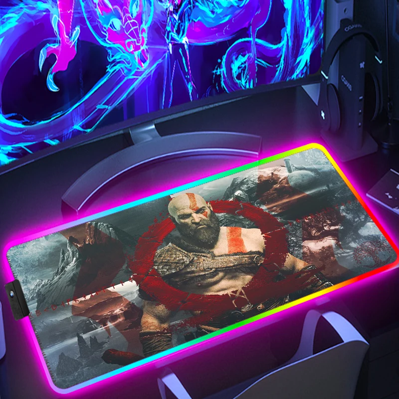 

God of War Kawaii Mouse Pad Gamer RGB Computer Accessories Deskmat Non-slip Mat Gaming Laptop Mausepad Mousepad Mats Keyboard Pc