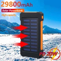 solar large capacity 29800mah portable power bank with 2 usb outdoor camping external battery powerbank for xiaomi samsung
