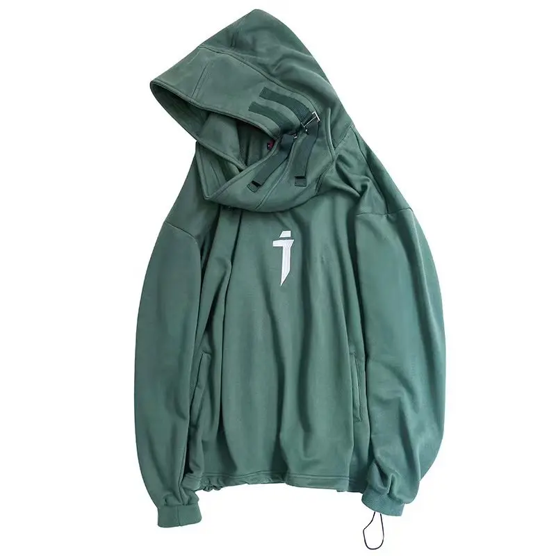 

Fashion Hi Street Techwear Oversized Sweatshirts Harakuju Streetwear Casual Pullover Hoodies For Male Solid Color