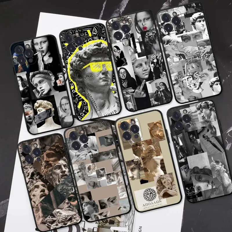 

RuiCaiCa David Mona Lisa Phone Case For iPhone 8 7 6 6S Plus X SE 2020 XR XS 14 11 12 13 Mini Pro Max Mobile Case