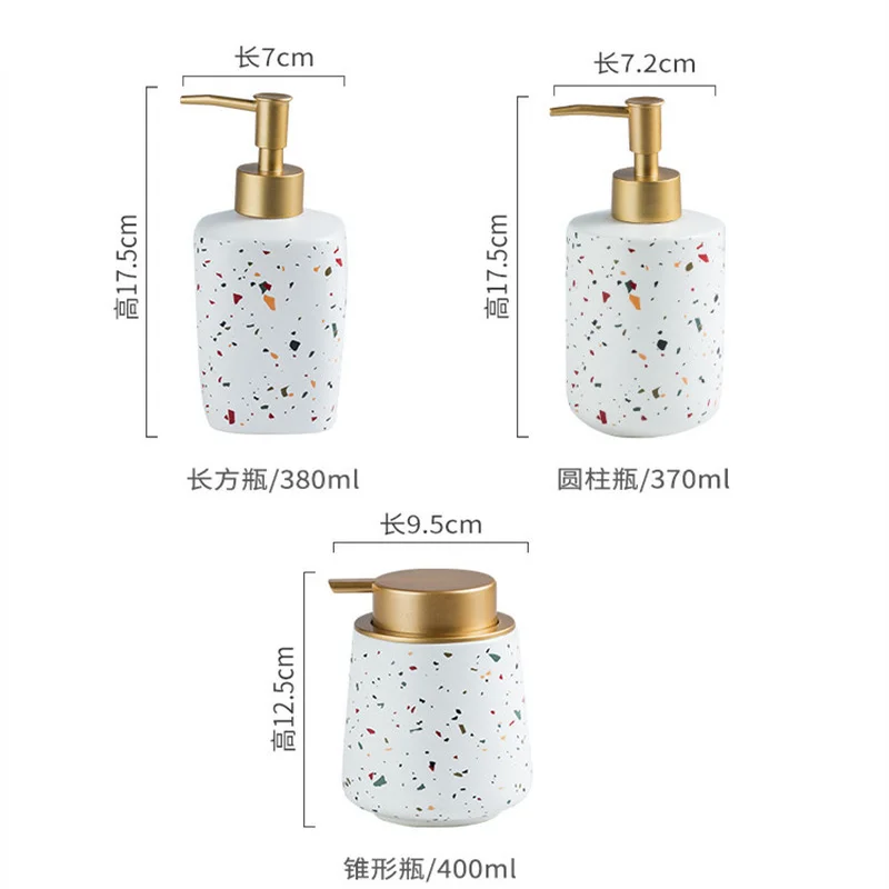 

Ceramics Handwashing Fluid Bottle Color Terrazzo Pattern Bathroom Supplies Lotion Bottle Soap Bottle Portable Soap Dispensers