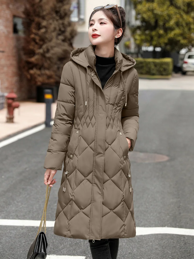 

Новинка 2023 года, зимние длинные парки с капюшоном, женская пуховая хлопковая зимняя одежда, пальто, утепленные куртки, новые свободные куртки с хлопковой подкладкой