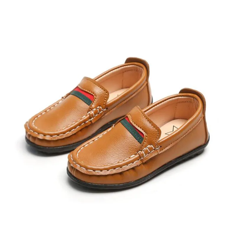 Boys Girls Moccasins Soft Bottom Casual Leather Shoes Kids Loafers Children's Metal Wedding Autumn Fashion Flats Boat Sneakers