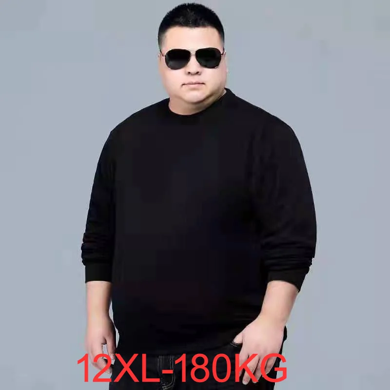 

Men's large T-shirt 12xl 180kg plus size 7XL 8xl 9xl 10xl 11xl winter long sleeve O neck loose Sweatshirt black blue big top