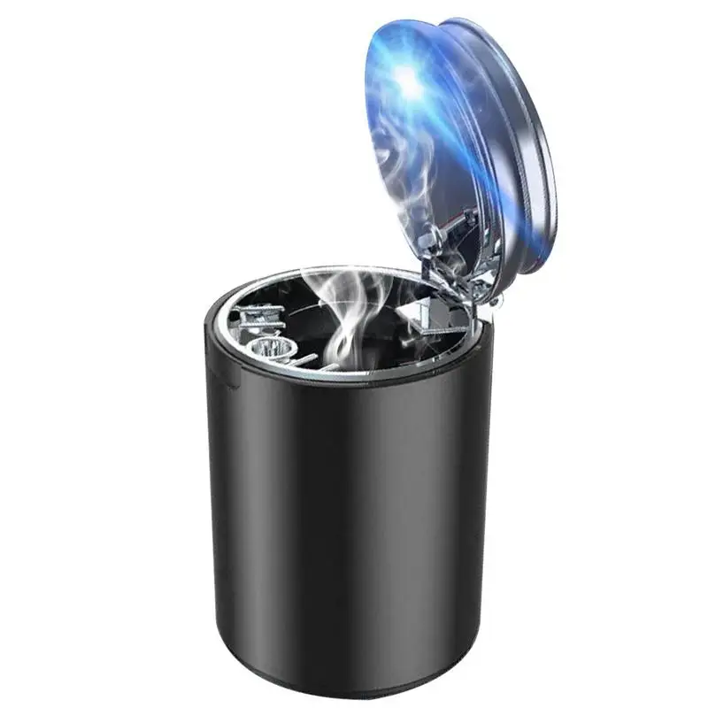 

Portable LED Smoke Car Ashtray Cigarettes Ash Tray Auto Ashtray Mini Ash Container With Lid