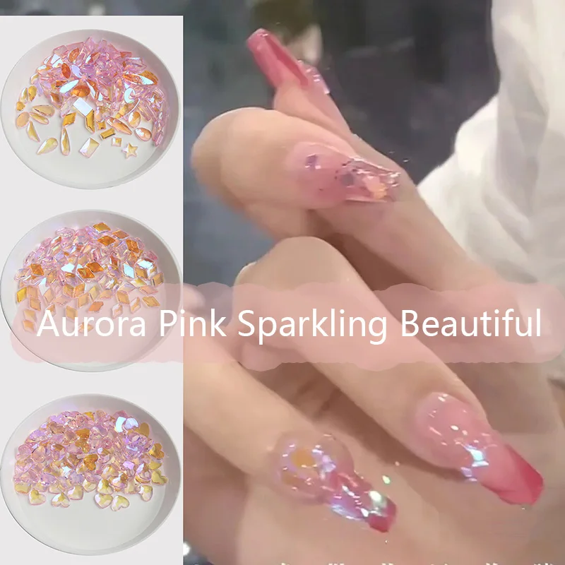 Стеклянные блестящие красивые Стразы Aurora розового цвета с плоским основанием