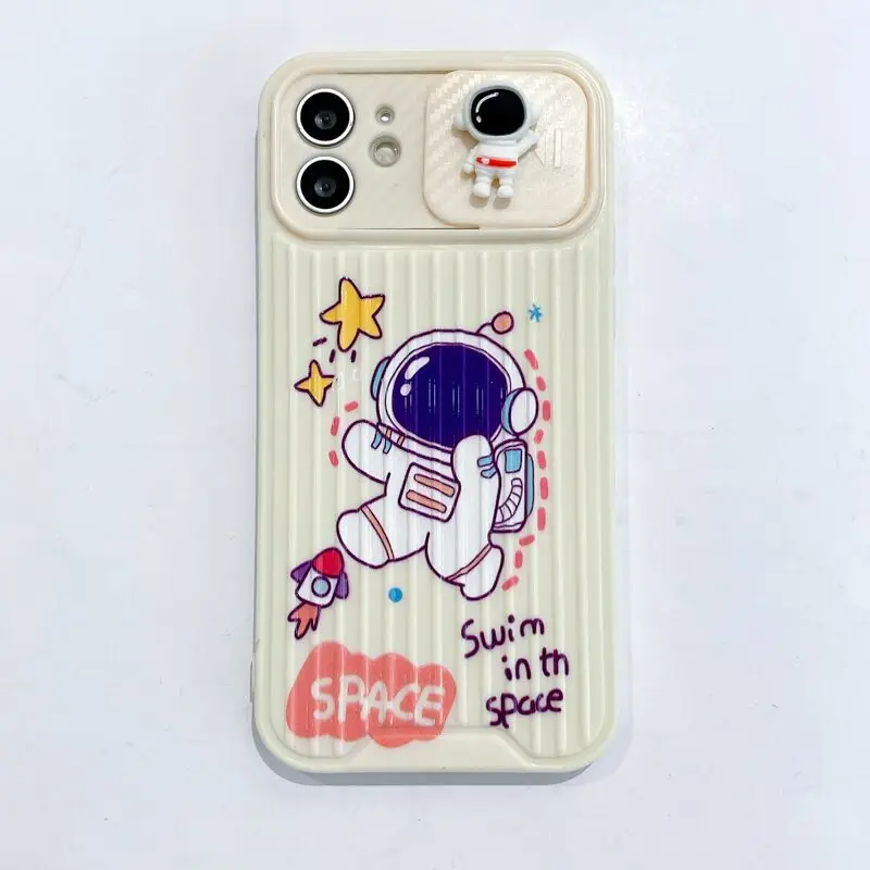 

Bandai Disney 3D Cartoon Astronaut Shockproof Phone Case for Iphone 13 12 11 Pro Mini XS MAX 8 7 Plus X XR Silicone Soft Cover