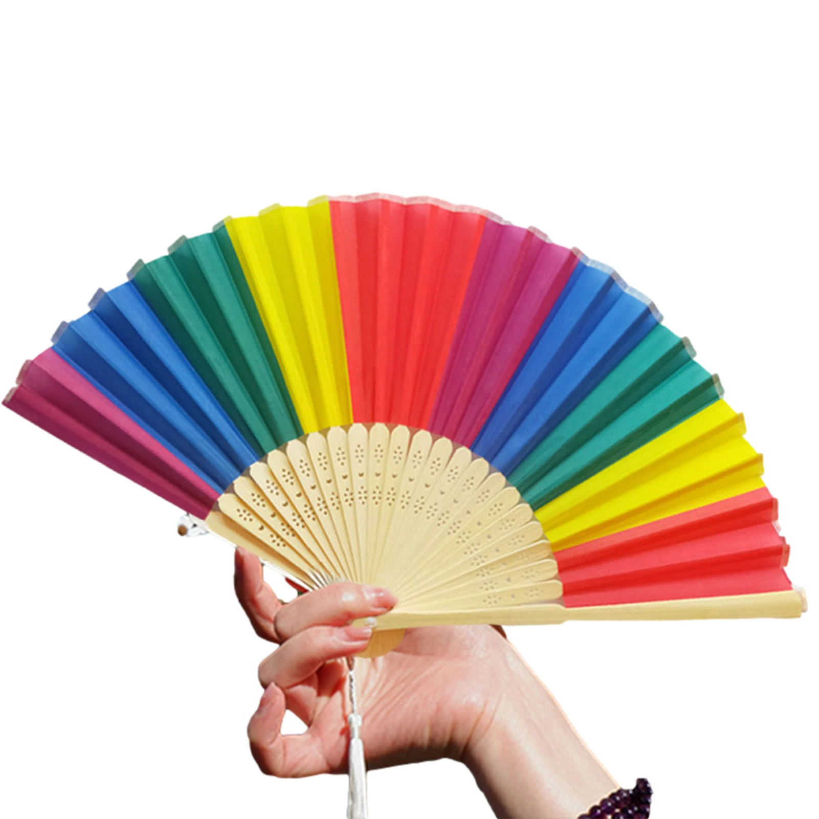 

Китайский бамбуковый веер для танцев, Радужный веер для танцев