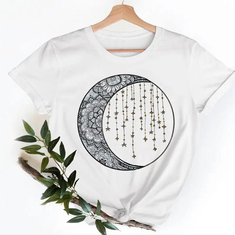 Футболка женская с круглым вырезом модная повседневная одежда рисунком Луны
