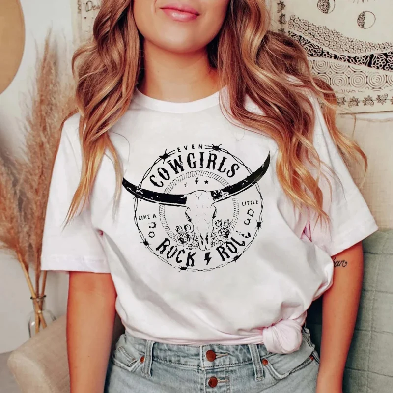 

Cowgirl Graphic Tee Summer Women Western Retro Shirt Cute Country Tshirts Loose Vintage Boho T-Shirts Short Sleeve Cotton Tops