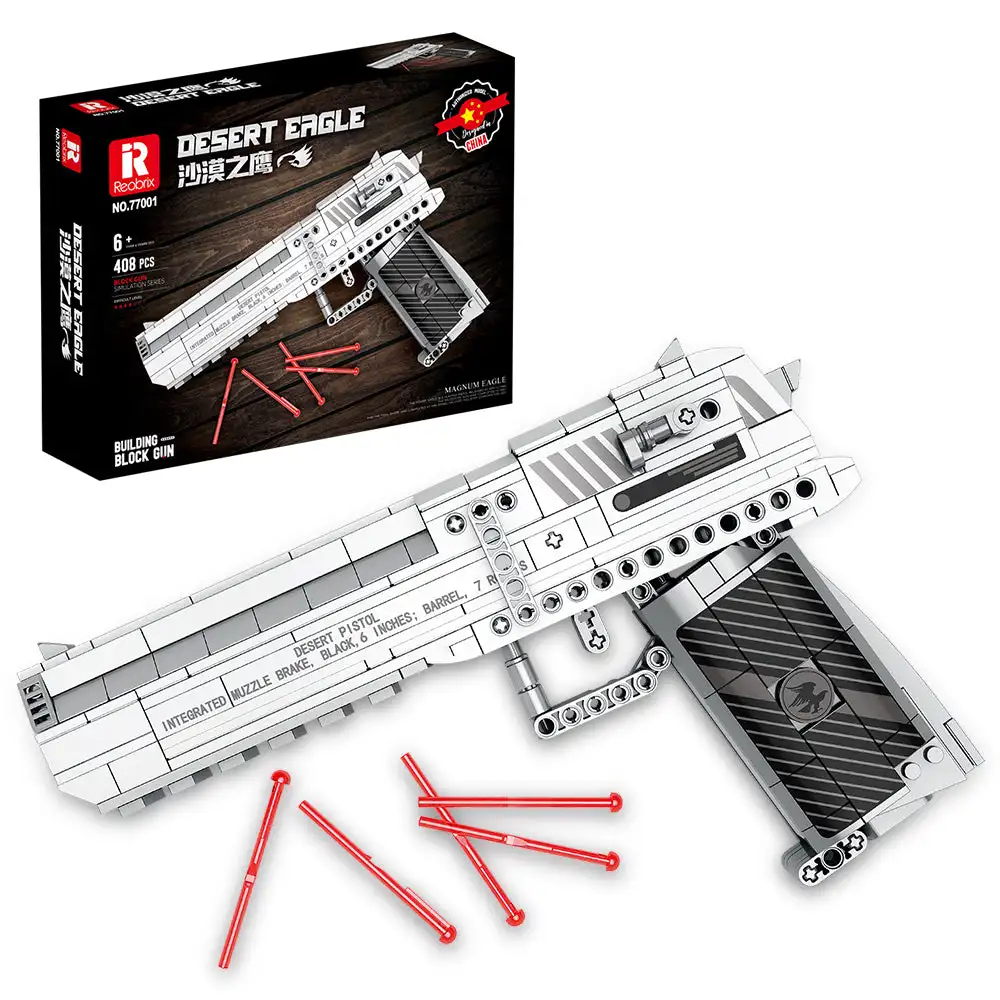 

Military Weapon Series Building Block 408PCS Desert Eagle Pistol Can Shoot Model DIY Assemble Brick Toys For Kids Christmas Gift