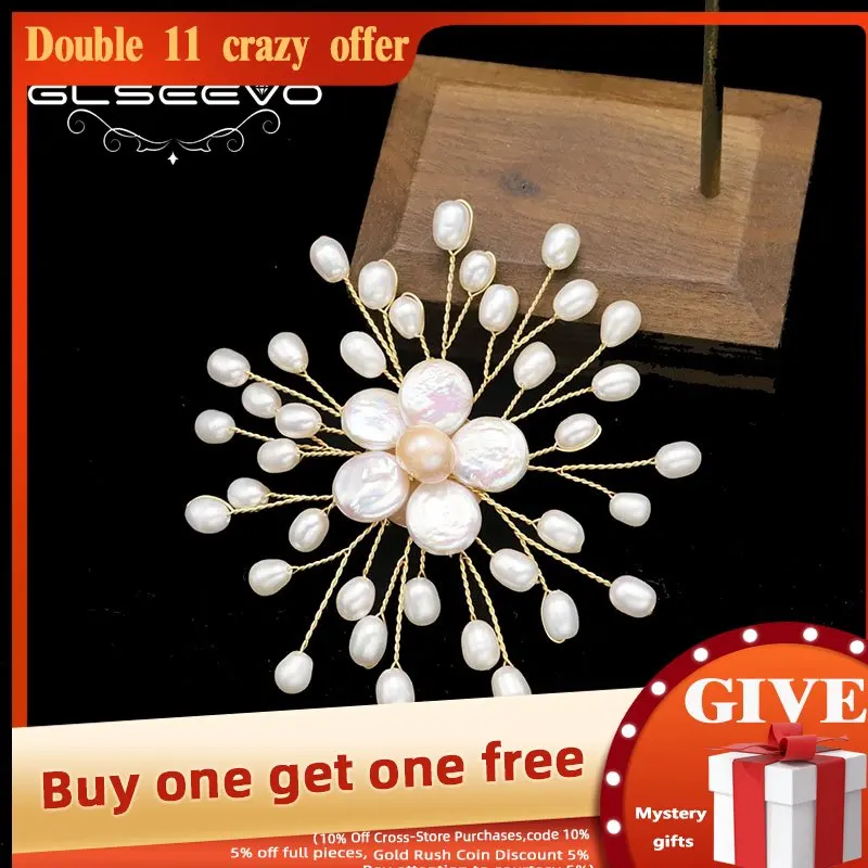 

Glseevo Natural pearls Women's brooches elegant vintage flowers handmade bead new year party new items brooch jewelry Glseevo N