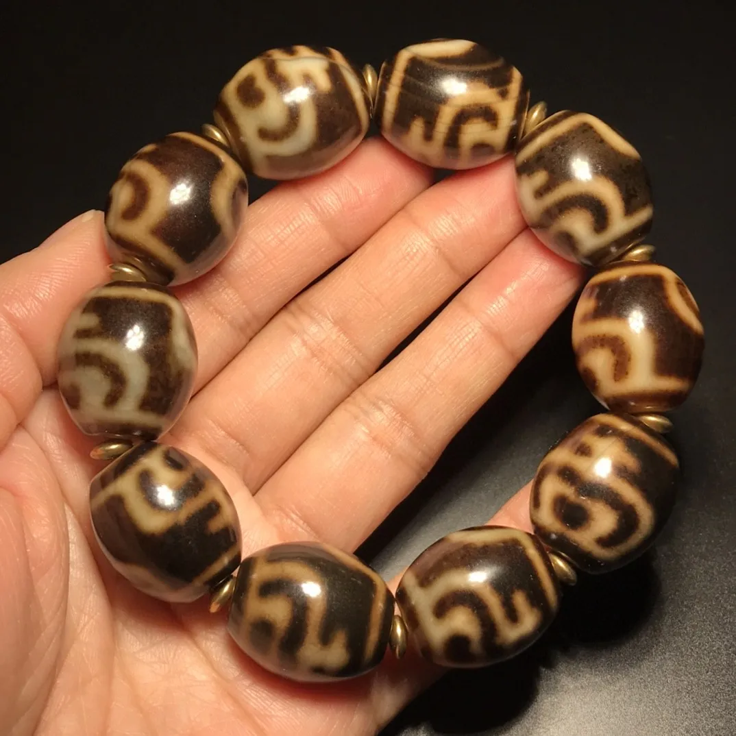 Тибетские желтые зубы нефрит бутылка сокровища Daluo агат из бисера Dzi старые