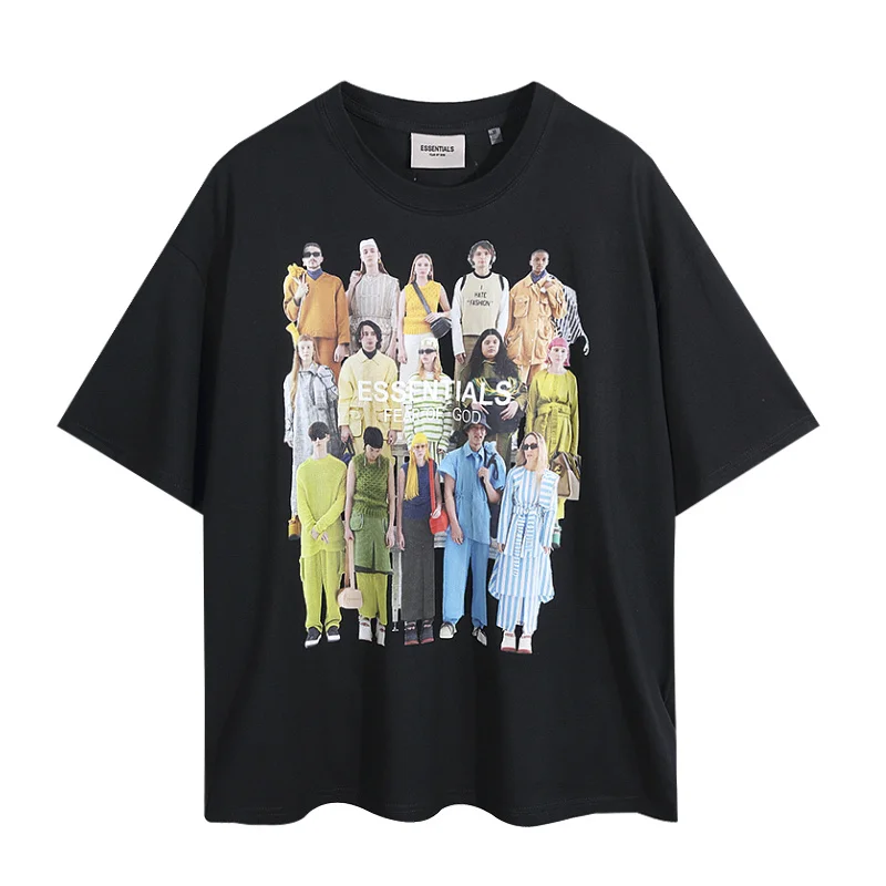 

ESSENTIALS Unisex Tees Men's Printed Round Neck Short Sleeve All-match T-shirt
