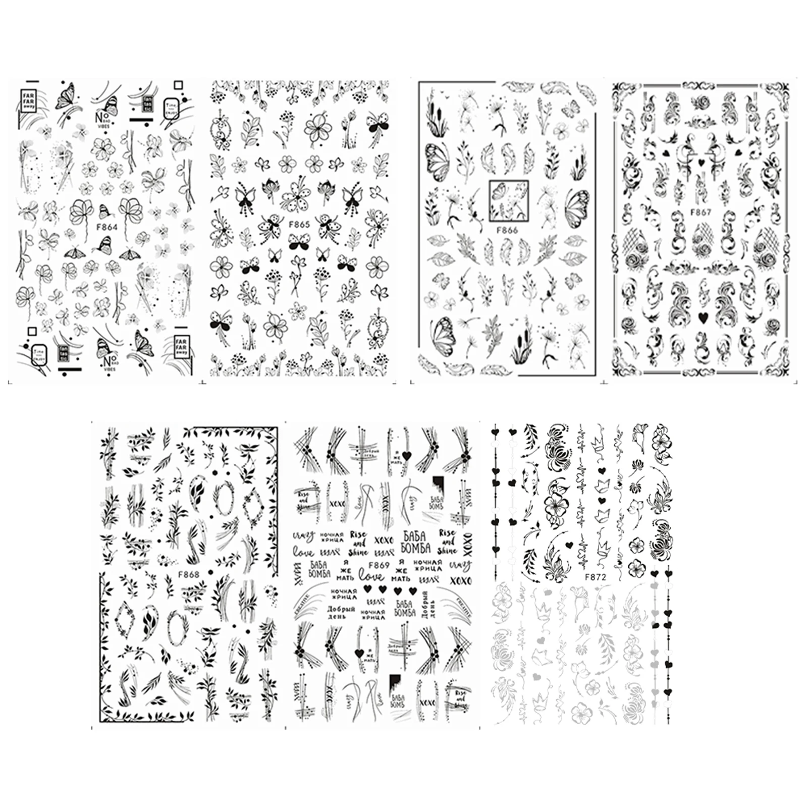 

7 листов, самоклеящиеся 3d-бабочки в виде цветов