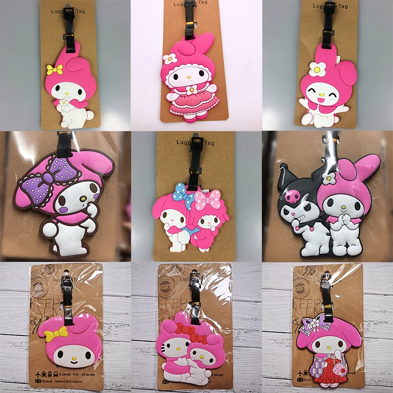 

Силиконовые бирки для багажа Sanrio Kuromi, дорожные аксессуары, чемодан в мультяшном стиле, Модная Портативная дорожная этикетка, держатель для ID Addres