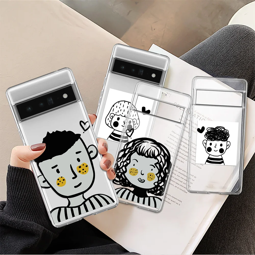 

Cute Girl Boy Couple Case for Google Pixel 7 Pro 6a 6 6Pro 2 3 3a 4 4a 5 5a 5G XL Transparent Soft TPU Fundas Fundas De Pareja