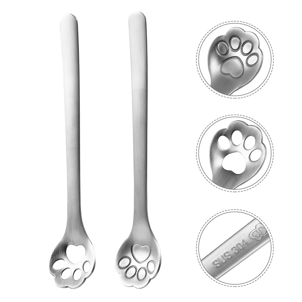 

Colander Cat-paw Shaped Handle Spoons Long Premium Food Grade Iced Tea Household