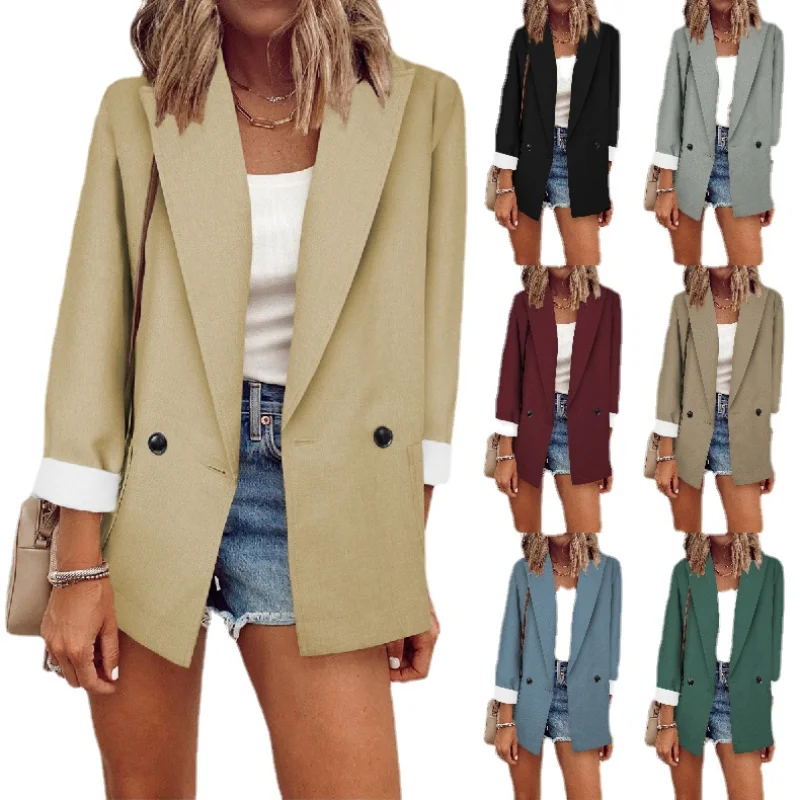 

Tilorraine 2022 fashion new solid color small suit one-piece long sleeve spring and autumn suit coat blazer women white