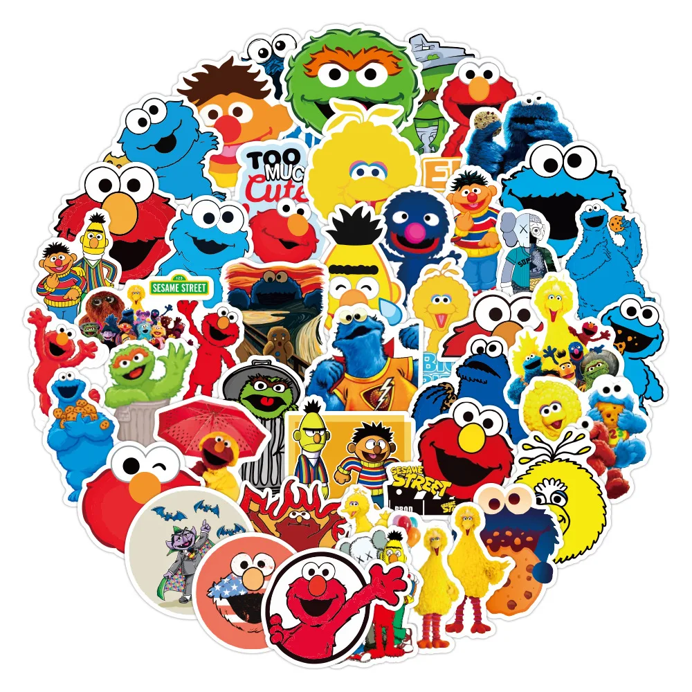 

50PCS Cartoon sesame street cookie monsters Sticker Bike Travel Luggage Laptop Cartoon Sticker Decals for Kid Gift