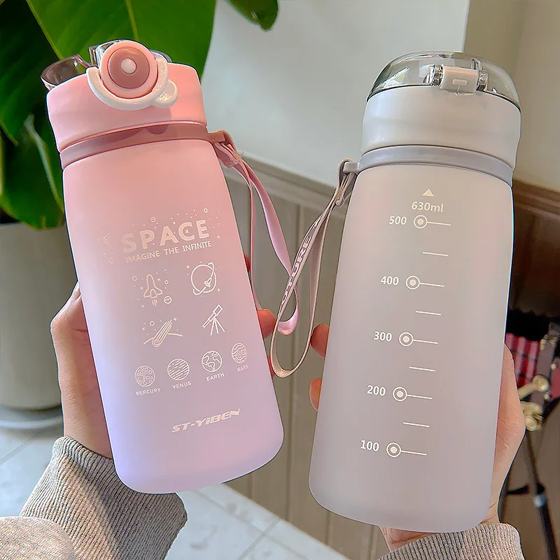 

Portable 0.63L Water Bottle Plastic With Strap For Girls Drinking Kettle Cup For Outdoor Sport Travel Waterbottle Drinkware Pink