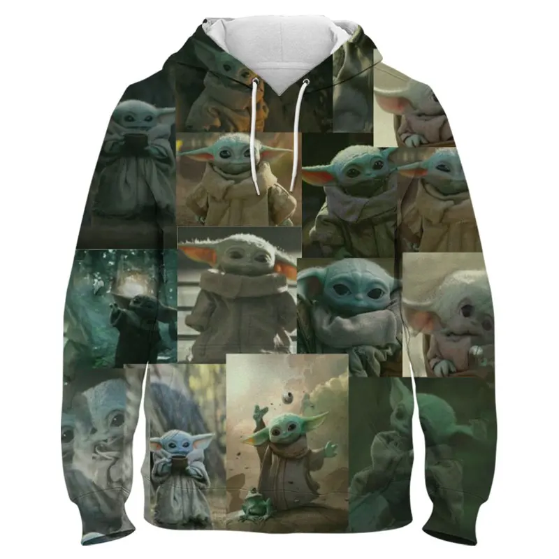 

Мужские толстовки с мультяшным аниме Звездные войны Baby Yoda Женская толстовка большого размера модная детская одежда с 3D-принтом Диснея