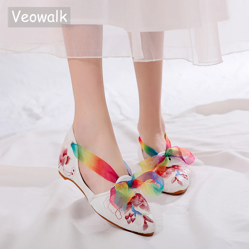 

Veowalk/шелковые женские бархатные хлопковые балетки на плоской подошве с острым носком; Тканевые туфли на плоской подошве; Удобная женская ки...