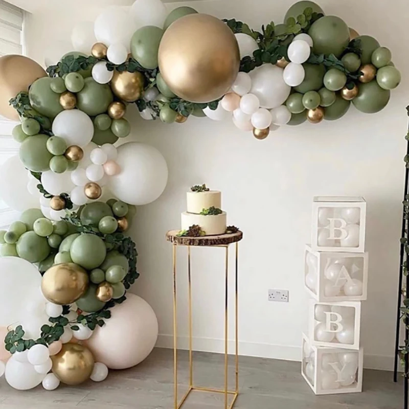 

152Pcs Avocado Green Arch Balloons Set Garland Retro Green Chorme Gold Birthday Wedding Baby Shower Party Decoration