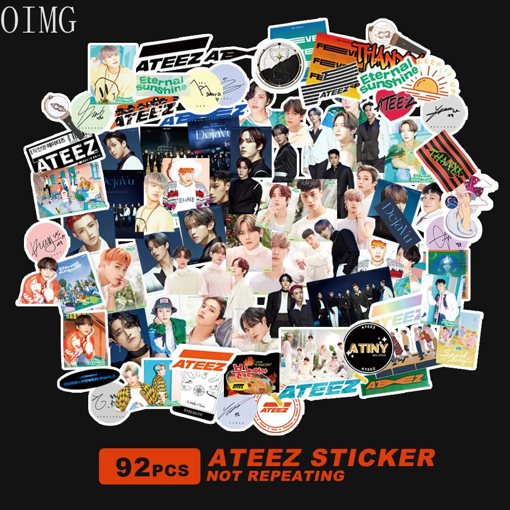 92pcs/set Kpop ATEEZ Stickers Pack Kpop Album Ateez High Quality HD Photo Cards Laptop Notebook Stationery Graffiti Decoration