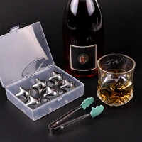 6 pcs ice cube stainless steel whiskey stones refreezable ice cubes with ice tongs and storage box ice cubes whiskey stones