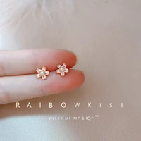 2022 new trend silver color cherry blossom pearl stud earrings for women fashion charm party jewelry gifts