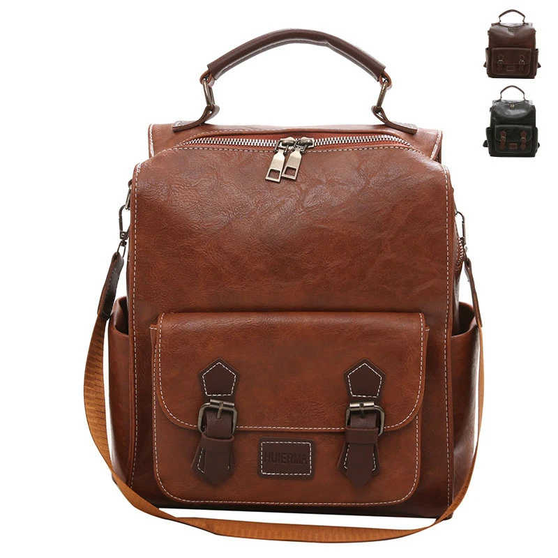 

Soft PU Leather Women's Backpack Retro Buckle Design School Bags Travel Shoulder Bags Female Backpacks Ladies Large Capacity Bag