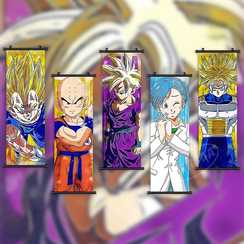 

Printed Canvas Anime Poster Dragon Ball Home Decoration Goku Wall Artwork Tien Shinhan Picture Launch Scroll Hanging Painting